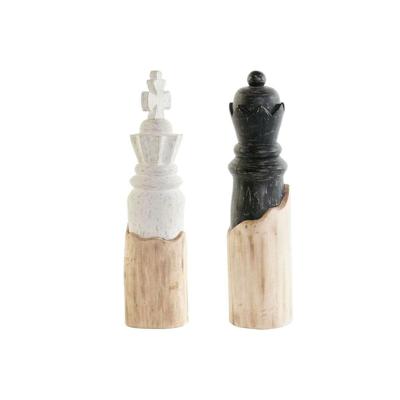 Decoratieve figuren DKD Home Decor Wit Bruin Zwart Schaakstukken Loft 12 x 12 x 48 cm (2 Stuks)