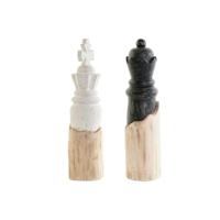 Decoratieve figuren DKD Home Decor Wit Bruin Zwart Schaakstukken Loft 12 x 12 x 48 cm (2 Stuks) - thumbnail