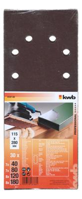 kwb 818788 Schuurpapier Korrelgrootte (num) 60, 80, 120, 180 (l x b) 280 mm x 115 mm 30 stuk(s)
