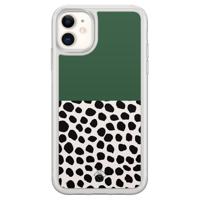 iPhone 11 hybride hoesje - Green polka - thumbnail