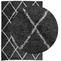 Vloerkleed shaggy hoogpolig modern 160x230 cm zwart en crme - thumbnail