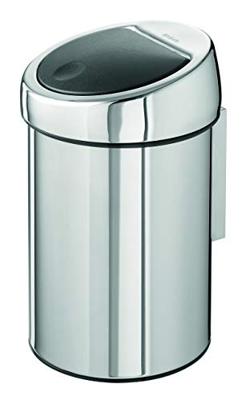 Brabantia Touch Bin Afvalemmer - wand - 3 liter - kunststof binnenemmer - brilliant steel 363962