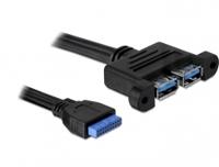 Delock 82941 USB 5 Gbps kabel Pin Header female naar 2 x USB Type-A female aangrenzend 45cm - thumbnail