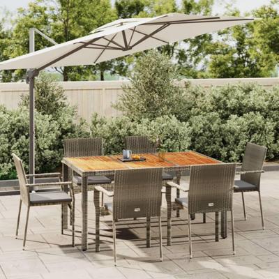 7-delige Tuinset met kussens poly rattan grijs 7-delige Tuinset met kussens poly rattan grijs