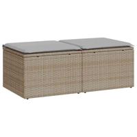 2-delige Loungeset met kussens poly rattan acacia beige - thumbnail