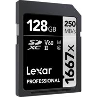 Lexar 1667X 128GB 250MB/s Professional U3 V60 UHS-II SDXC... - thumbnail