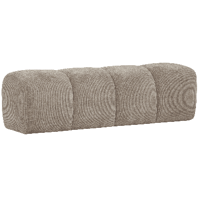 WOOOD Bankje 'Mojo' Geweven Rib, 164cm, kleur Donker Zand