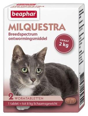 Beaphar Milquestra Ontwormingsmiddel voor de kat 2 x 2 tabletten Beaphar Milquestra Ontwormingsmiddel voor de kat 2 x 2 tabletten