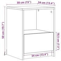 Nachtkastje met LED-verlichting bewerkt hout sonoma eikenkleur - thumbnail