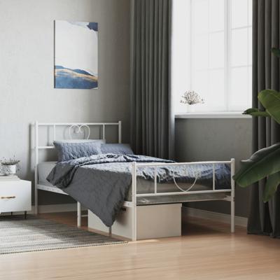 Bedframe met hoofd- en voeteneinde metaal wit 90x190 cm