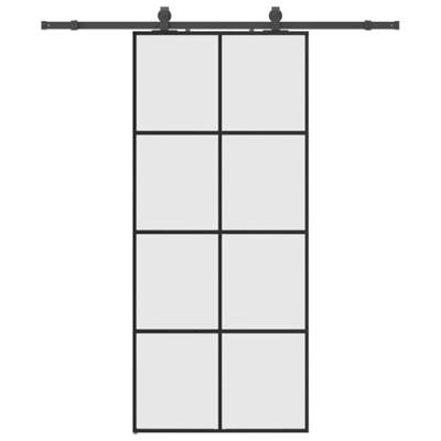 Schuifdeur met beslagset 90x205 cm ESG glas zwart