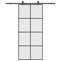 Schuifdeur met beslagset 90x205 cm ESG glas zwart - thumbnail