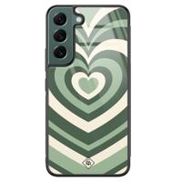Samsung Galaxy S22 Plus glazen hardcase - Hart swirl groen - thumbnail