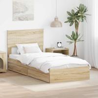 Bedframe met lade Sonoma Eiken 90 x 190 cm Bewerkt hout - thumbnail