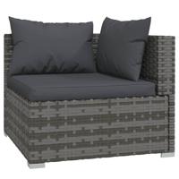 5-delige Loungeset met kussens poly rattan grijs - thumbnail