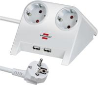 Brennenstuhl Desktop-Power USB-charger 2 USB-laadaansluiting 2100mA 2-voudig wit gepolijst 1,8m H05VV-F 3G1,5 - 1153520222 - thumbnail