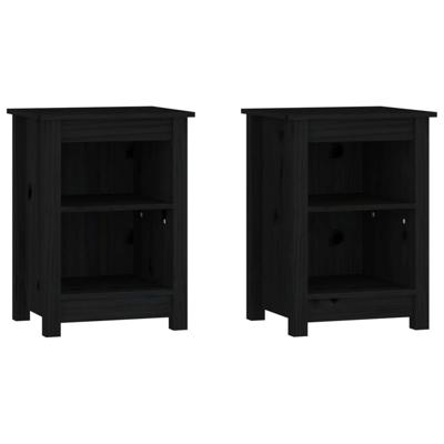Nachtkastjes 2 st 40x35x55 cm massief grenenhout zwart