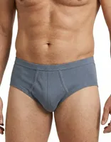 2-pak heren slips met gulp antraciet - Grijze katoenen heren onderbroeken met sluiting - thumbnail