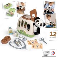Smoby - Veterinaire koffer - 1 panda knuffel en vele accessoires - 2 in 1 product: Transportkooi - Franse productie - thumbnail