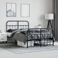 Bedframe met hoofd- en voeteneinde metaal zwart 120x200 cm - thumbnail