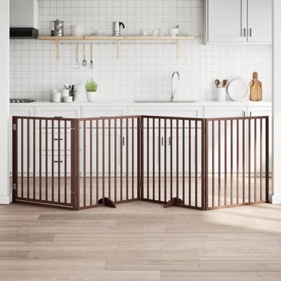 Hondenhek inklapbaar 4 panelen 320 cm populierenhout bruin