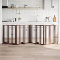 Hondenhek inklapbaar 4 panelen 320 cm populierenhout bruin - thumbnail