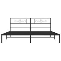 Bedframe met hoofdbord metaal zwart 193x203 cm - thumbnail