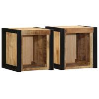 Nachtkastjes 2 st 40x35x40 cm massief ruw hout mango - thumbnail