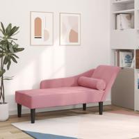 Chaise longue met kussens fluweel roze - thumbnail