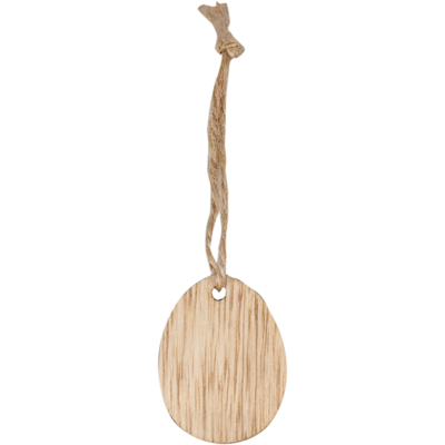 Hanger | hout | met koord | 4.5x3.5cm | Paasei | naturel | 36 stuks