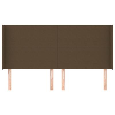 Hoofdbord met randen 163x16x118/128 cm stof donkerbruin - thumbnail