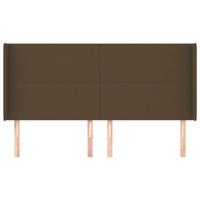 Hoofdbord met randen 183x16x118/128 cm stof donkerbruin - thumbnail