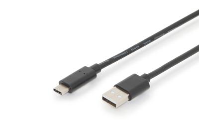 Digitus AK-300148-030-S USB-kabel USB 2.0 USB-C stekker, USB-A stekker 3.00 m Zwart Afgeschermd (dubbel), Stekker past op beide manieren