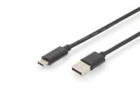 Digitus AK-300148-030-S USB-kabel USB 2.0 USB-C stekker, USB-A stekker 3.00 m Zwart Afgeschermd (dubbel), Stekker past op beide manieren - thumbnail