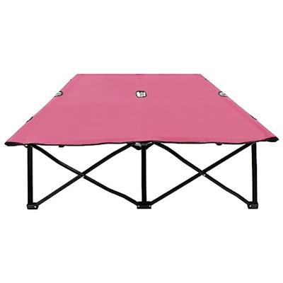 Ligbed 2-persoons inklapbaar staal roze