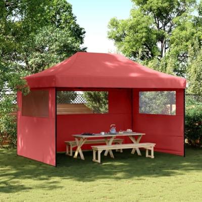 Partytent inklapbaar pop-up met 3 zijwanden bordeauxrood Partytent inklapbaar pop-up met 3 zijwanden bordeauxrood
