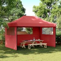 Partytent inklapbaar pop-up met 3 zijwanden bordeauxrood - thumbnail