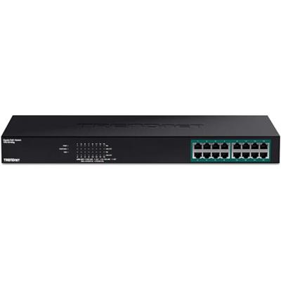 TRENDnet TPE-TG160G 16-poorts Gigabit PoE + -switch, 16 x Gigabit PoE + poorten, 246 W PoE prestatiebudget, 32 Gbit/s switchingcapaciteit, desktopswitch, ethernet-netwerkschakelaar, metaal