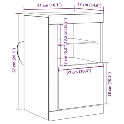 Bijzetkast Zwart eiken 41 x 37 x 67 cm Bewerkt hout