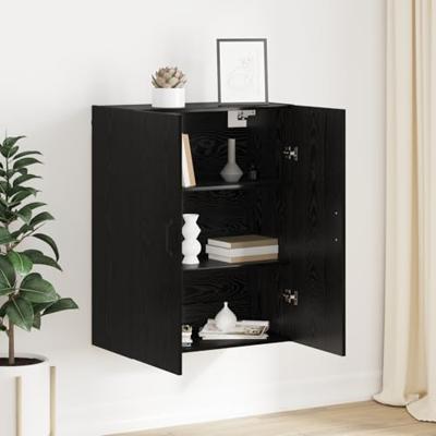 Hangkast Zwart eiken 69.5 x 34 x 90 cm Bewerkt hout
