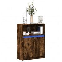 Dressoir met LED 72x34x100 cm bewerkt hout gerookt eikenkleurig - thumbnail