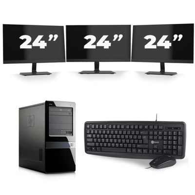 HP Pavilion 7000 Micro Tower - Intel Core i7-2e Generatie - 16GB RAM - 256GB SSD - Windows 10 + 3x 24 inch Monitor