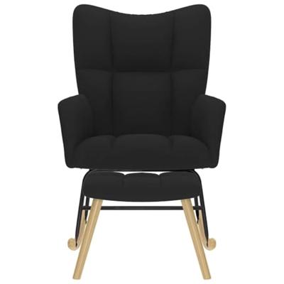 Schommelstoel met voetenbank stof zwart