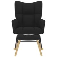 Schommelstoel met voetenbank stof zwart - thumbnail