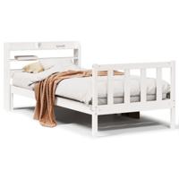 Bedframe zonder matras massief grenenhout wit 90x200 cm - thumbnail