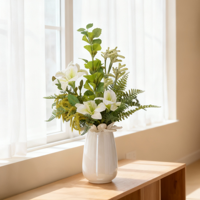 Handgebonden Kunstboeket Vivienne Madrid Wit 45cm - thumbnail