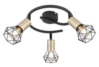 Globo PlafondlampXara I zwart met goud 3-lichts Ø 23cm - 54802S-3AB - thumbnail