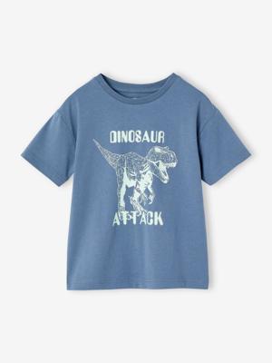 Jongensshirt met dinomotief jeansblauw