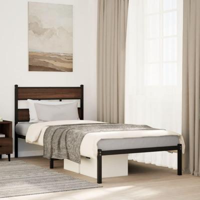 Bedframe met hoofdbord zonder matras bruin eikenkleur 90x190 cm