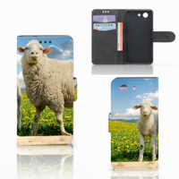 Sony Xperia Z3 Compact Telefoonhoesje met Pasjes Schaap en Lammetje - thumbnail